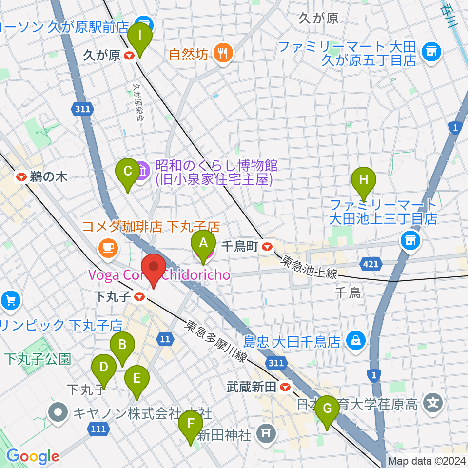 大田区民プラザ周辺のホテル一覧地図