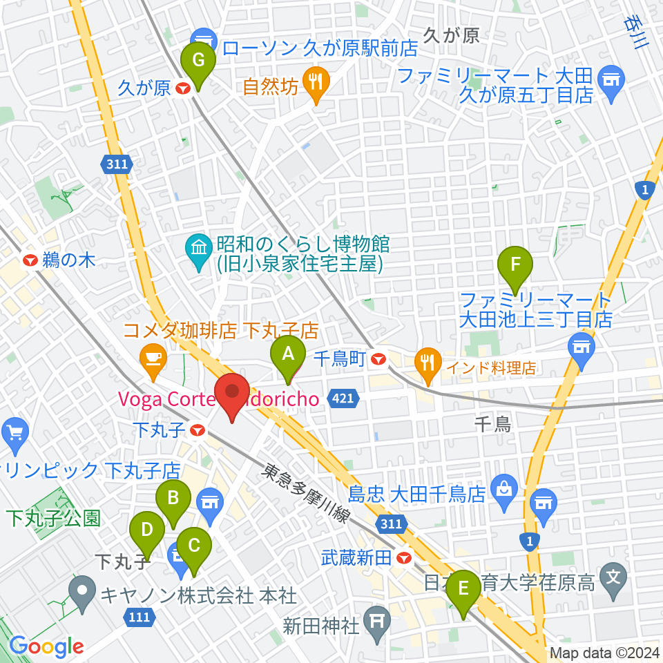 大田区民プラザ 音楽スタジオ周辺のホテル一覧地図