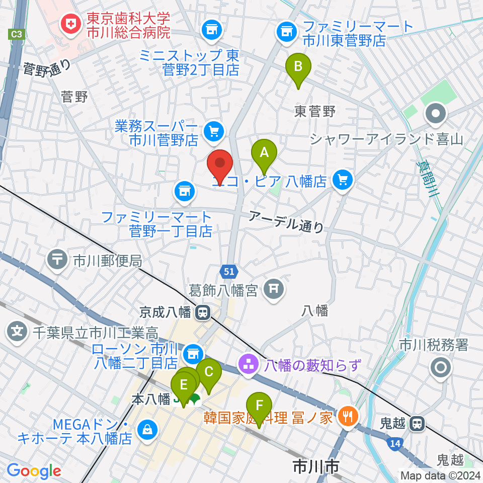 ハーティスト・ミュージック周辺のホテル一覧地図