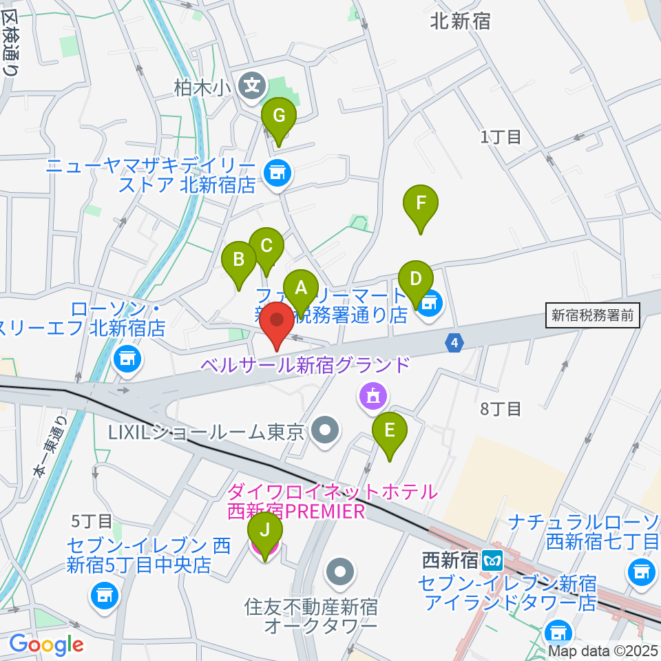 新宿村スタジオ周辺のホテル一覧地図