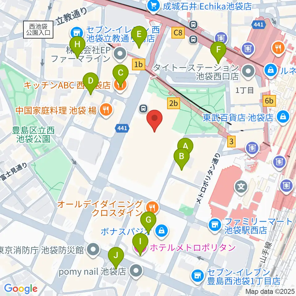 東京芸術劇場周辺のホテル一覧地図