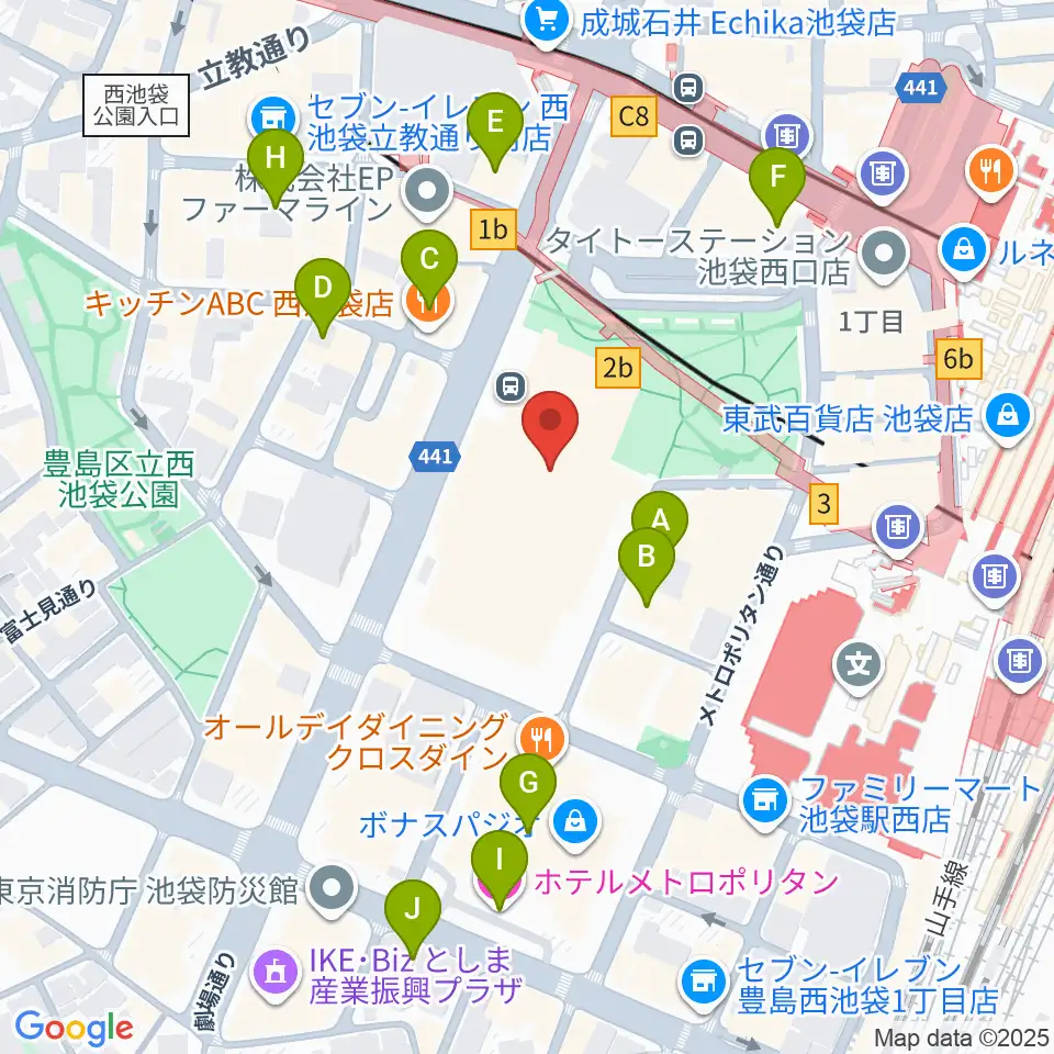東京芸術劇場周辺のホテル一覧地図