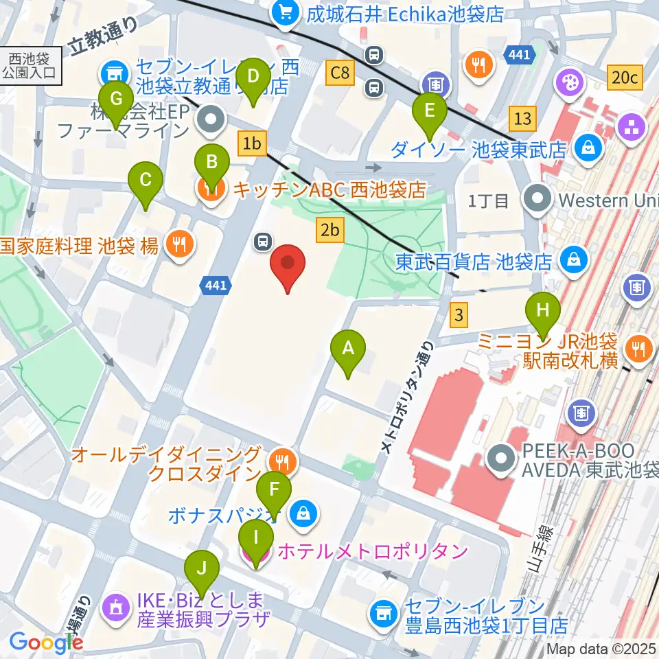 東京芸術劇場周辺のホテル一覧地図
