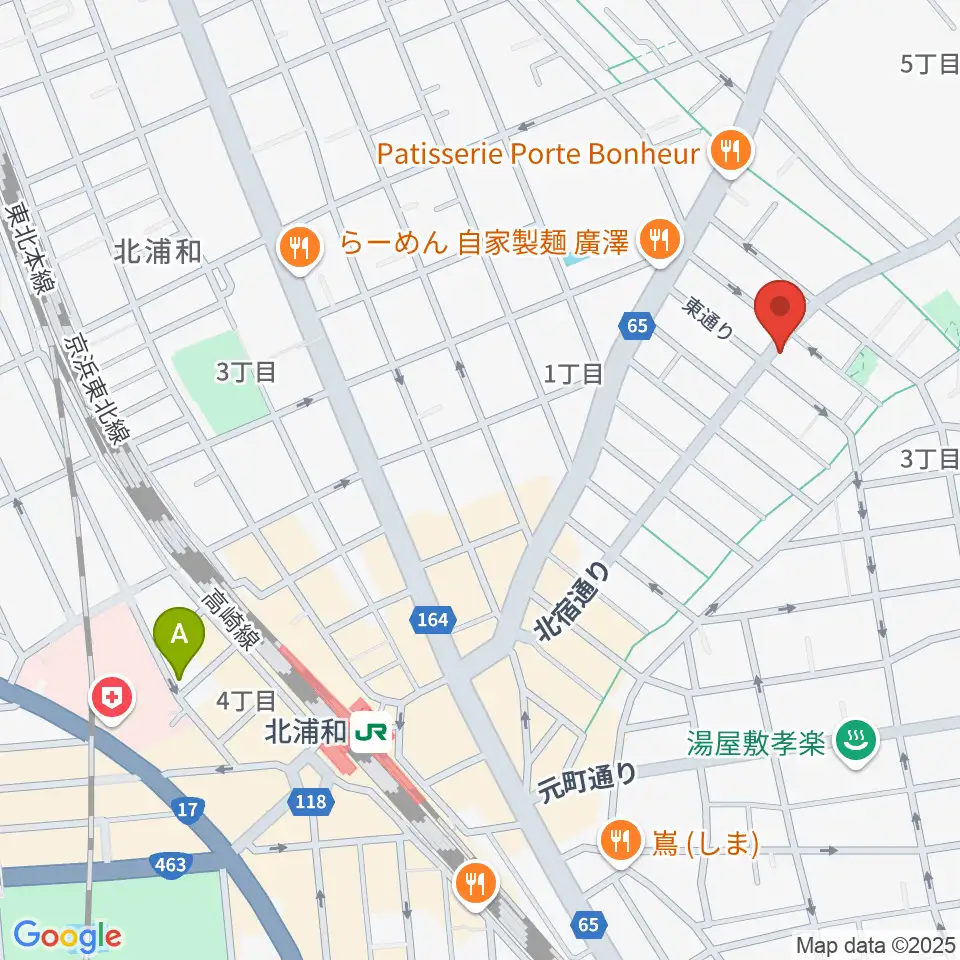 アオバ楽器 浦和音楽院周辺のホテル一覧地図