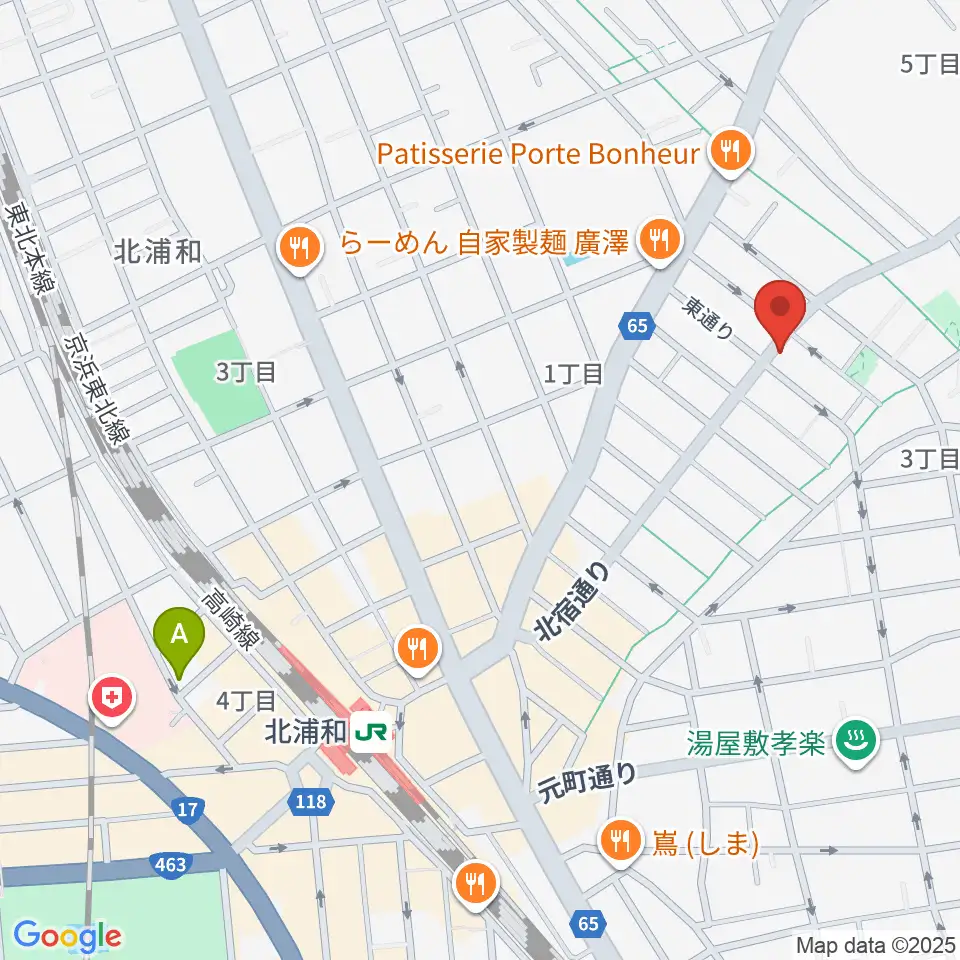 アオバ楽器 浦和音楽院周辺のホテル一覧地図