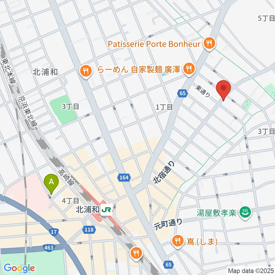 アオバ楽器 浦和音楽院周辺のホテル一覧地図