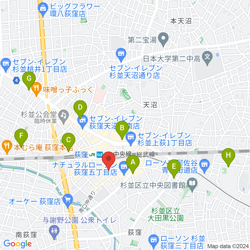 荻窪クレモニア周辺のホテル一覧地図