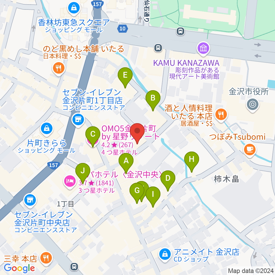 BIGBOSS金沢周辺のホテル一覧地図