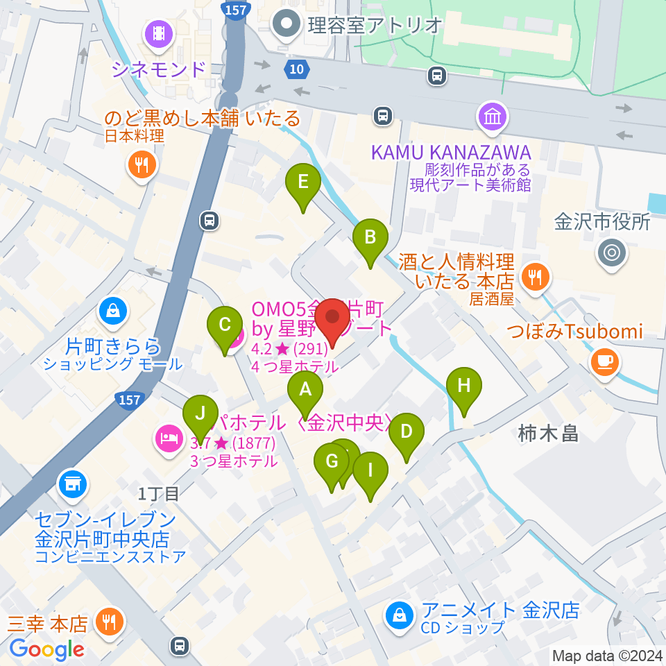 BIGBOSS金沢周辺のホテル一覧地図