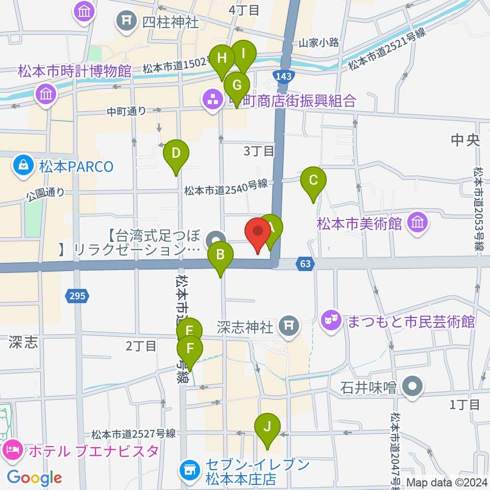 コダマ楽器周辺のホテル一覧地図