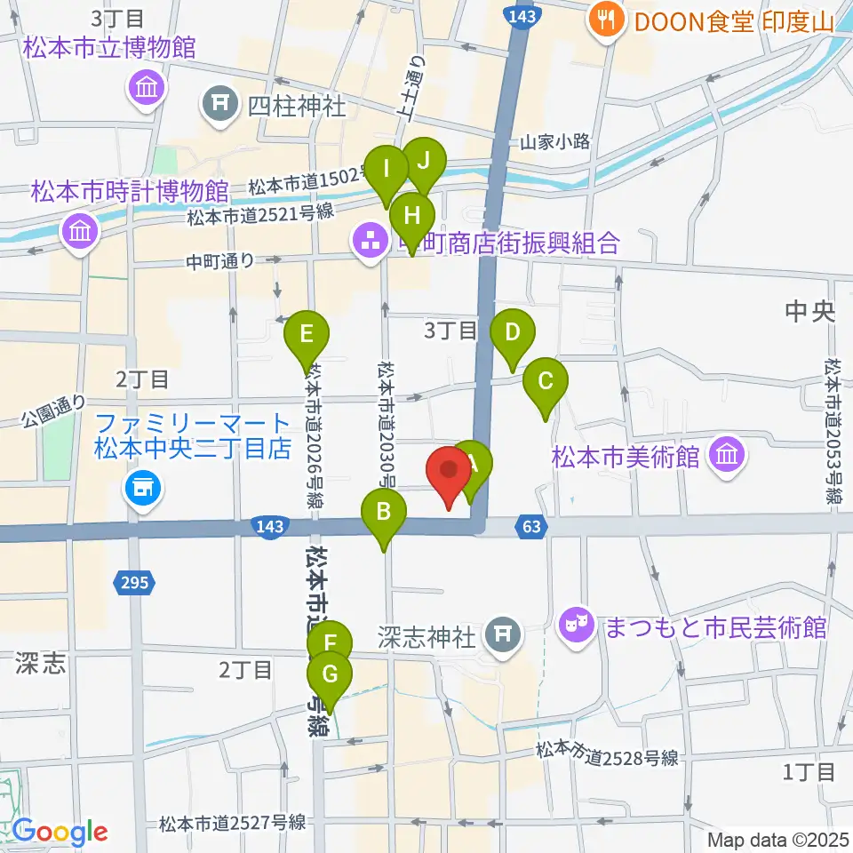 コダマ楽器周辺のホテル一覧地図