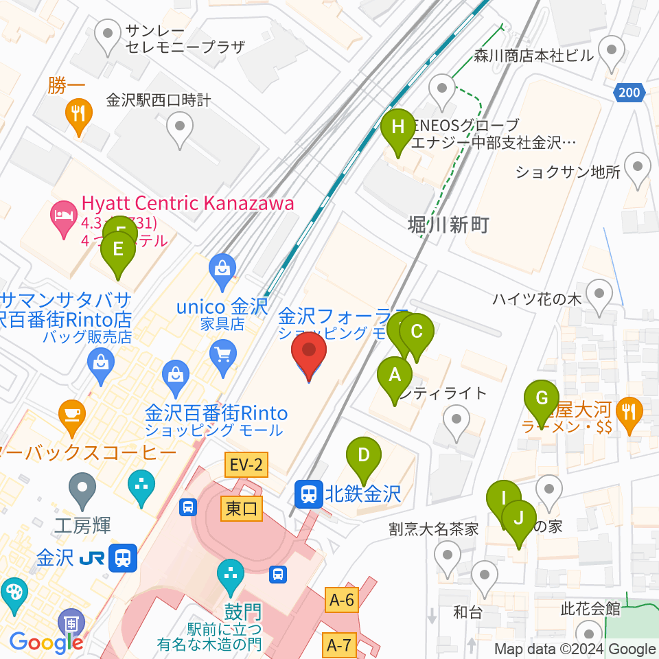 島村楽器 金沢フォーラス店周辺のホテル一覧地図