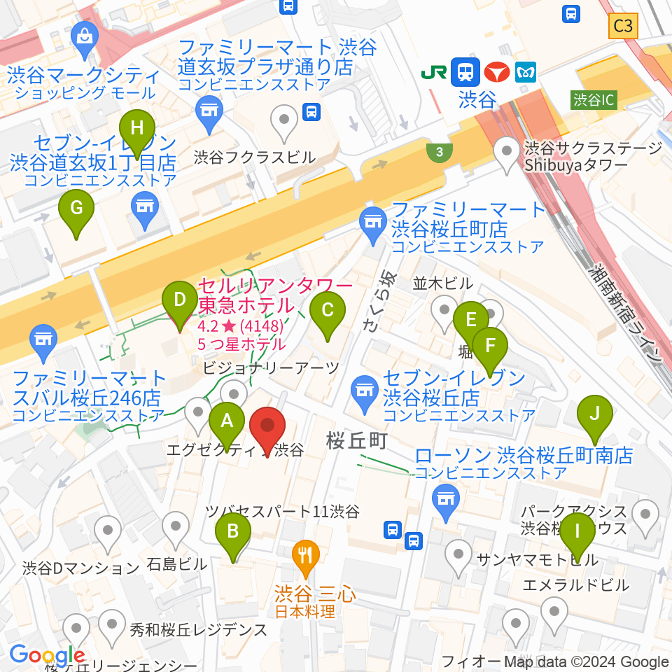 渋谷区文化総合センター大和田周辺のホテル一覧地図