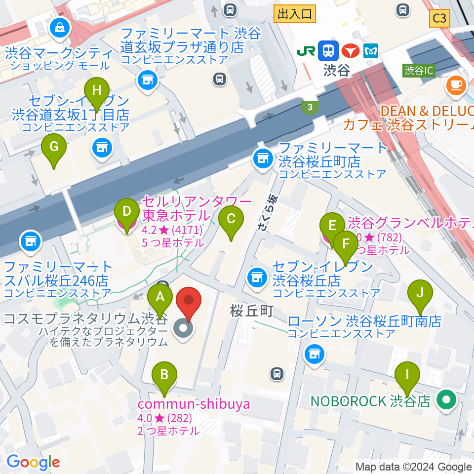 渋谷区文化総合センター大和田周辺のホテル一覧地図