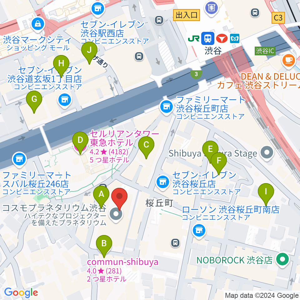 渋谷区文化総合センター大和田周辺のホテル一覧地図