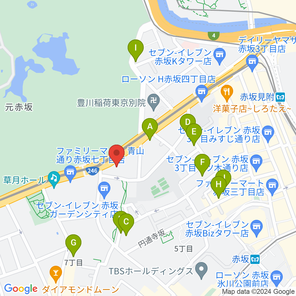 赤坂区民センター周辺のホテル一覧地図
