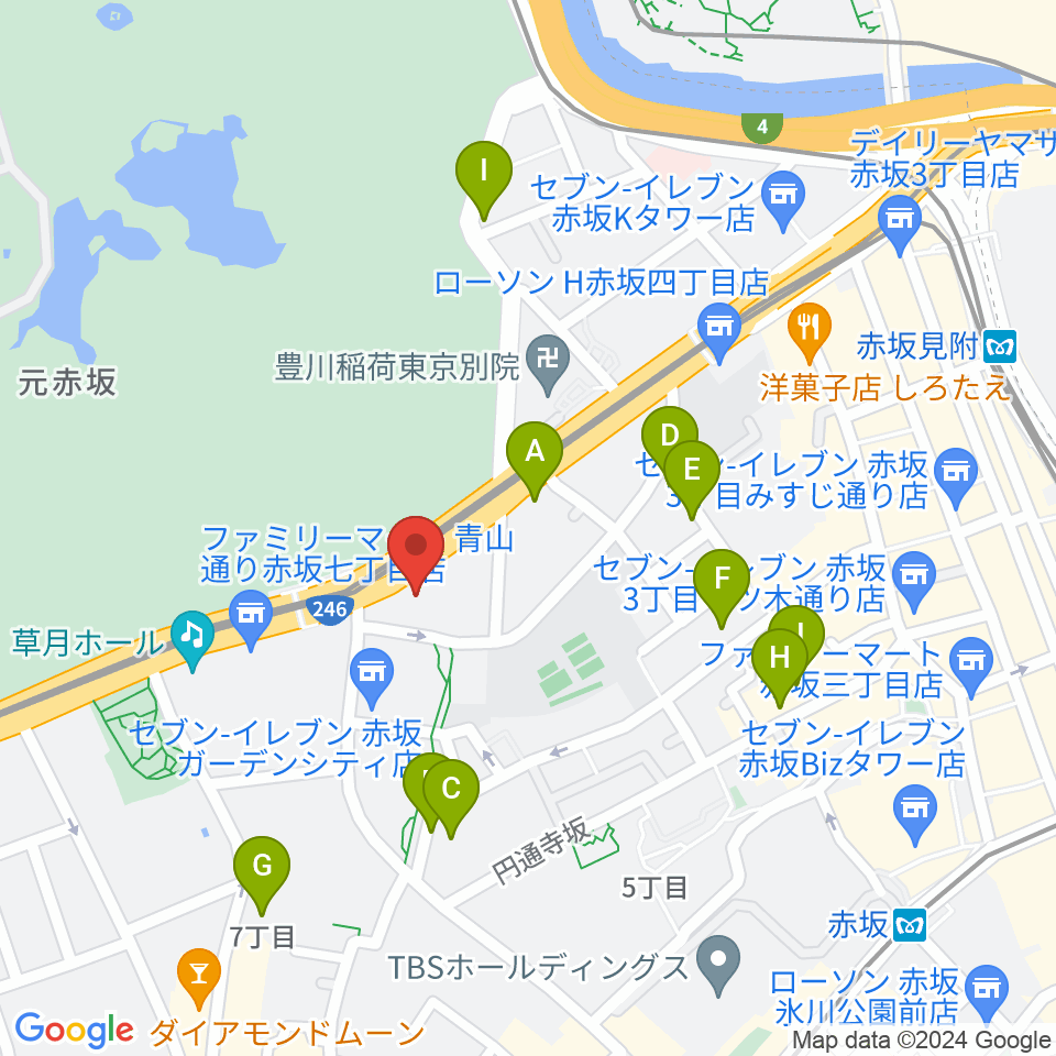 赤坂区民センター周辺のホテル一覧地図