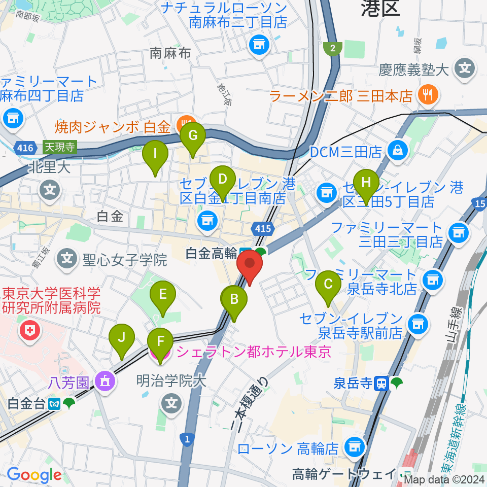 高輪区民センター周辺のホテル一覧地図