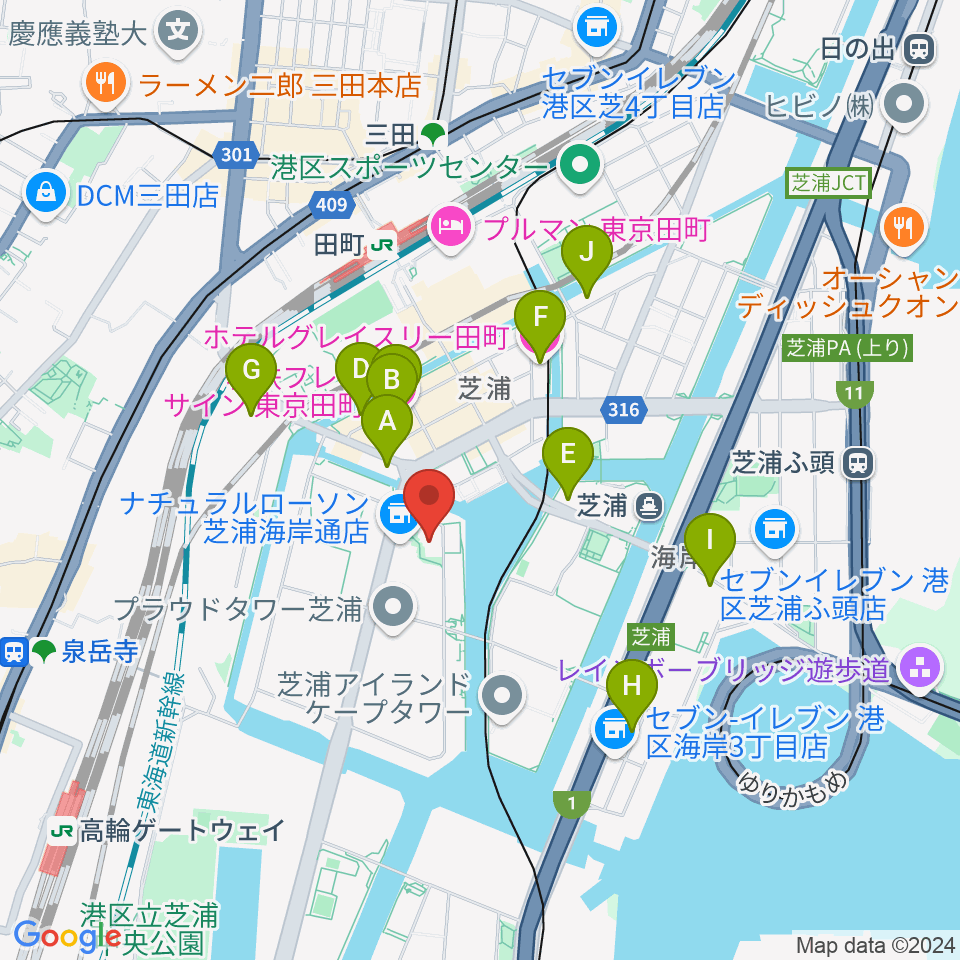 芝浦港南区民センター周辺のホテル一覧地図