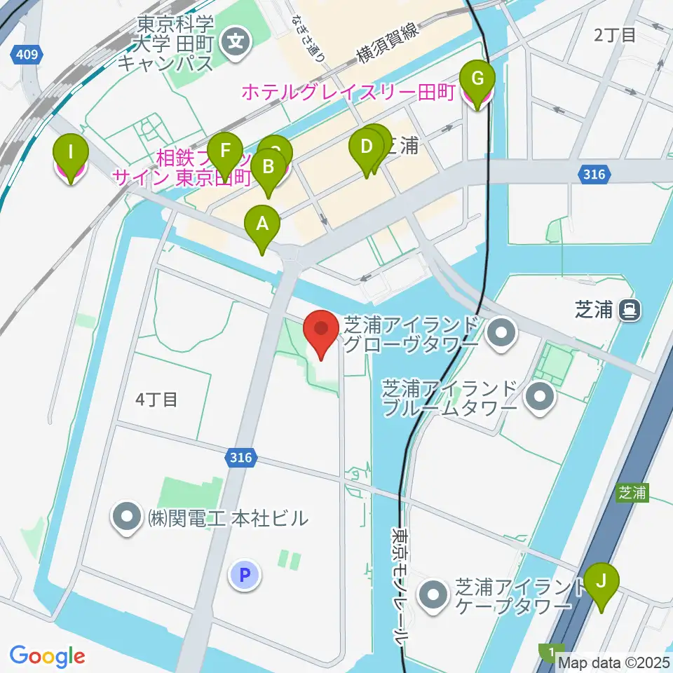 芝浦港南区民センター周辺のホテル一覧地図