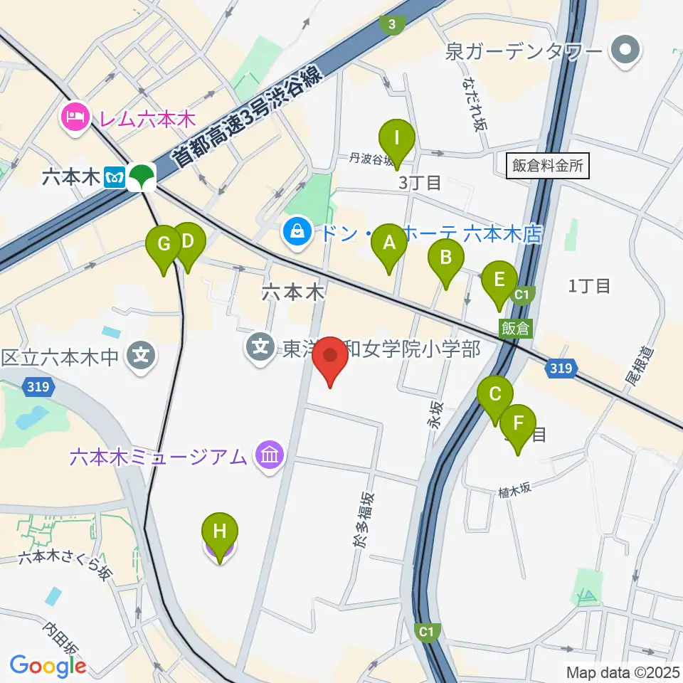 港区麻布区民センター周辺のホテル一覧地図