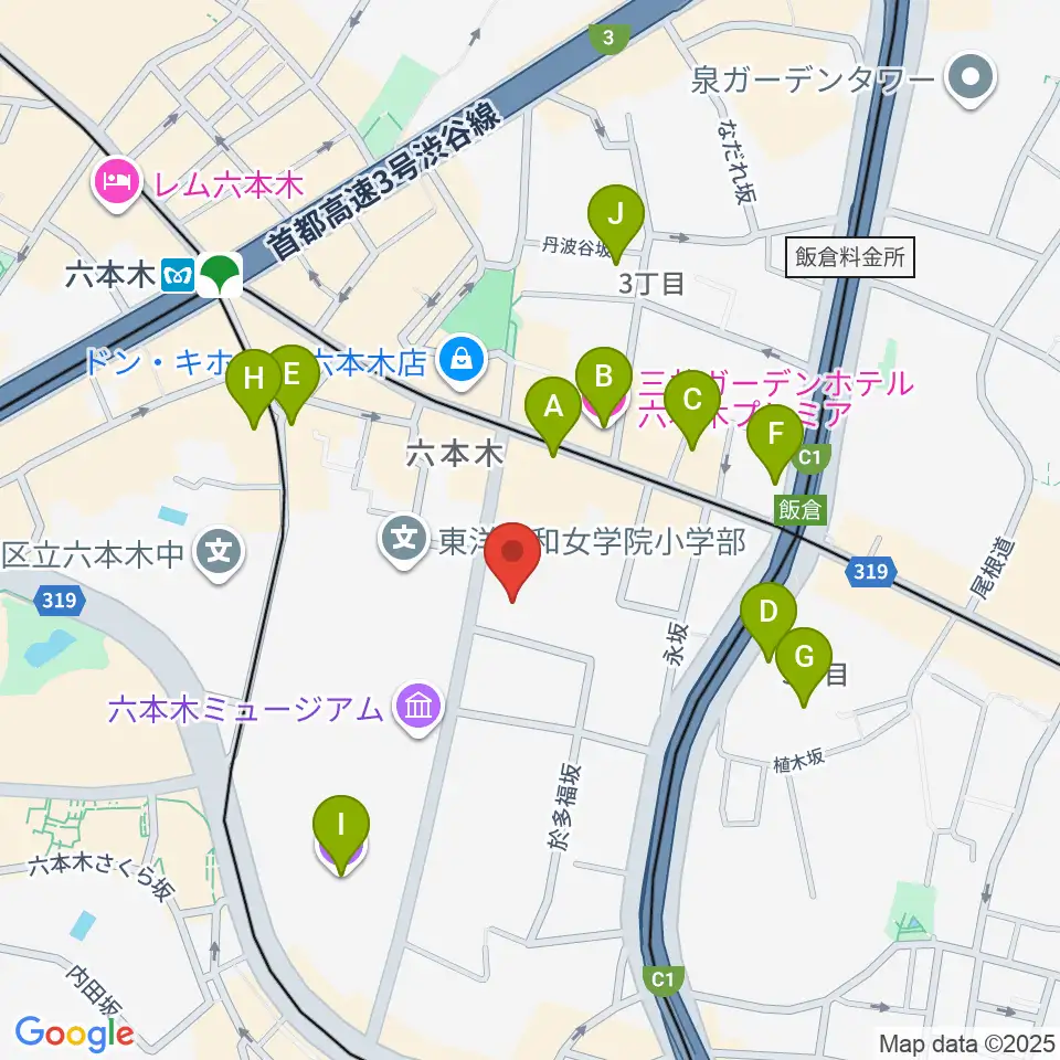 港区麻布区民センター周辺のホテル一覧地図