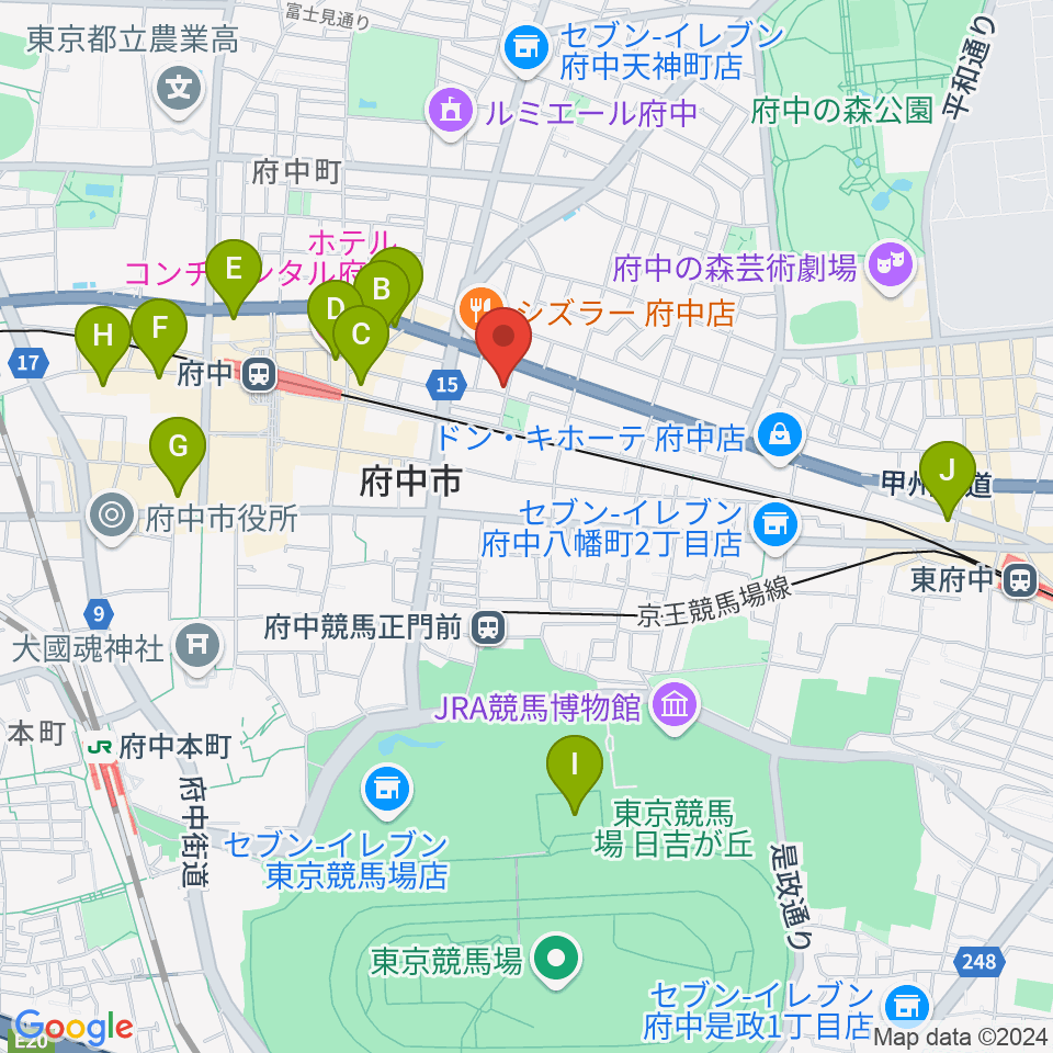 府中スタジオフライト周辺のホテル一覧地図