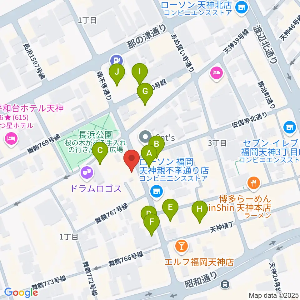 天神ブードゥーラウンジ周辺のホテル一覧地図