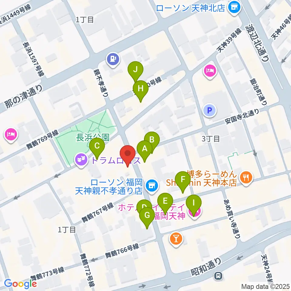 天神ブードゥーラウンジ周辺のホテル一覧地図