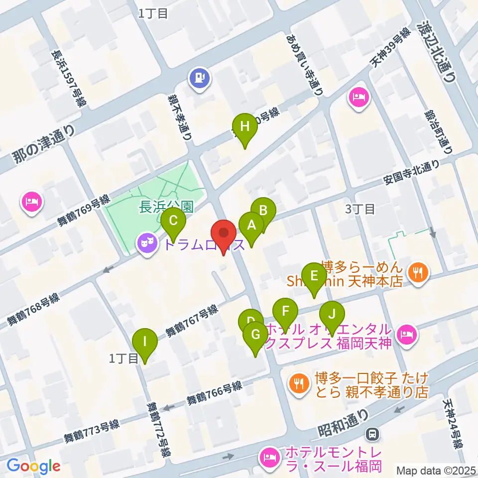 天神ブードゥーラウンジ周辺のホテル一覧地図