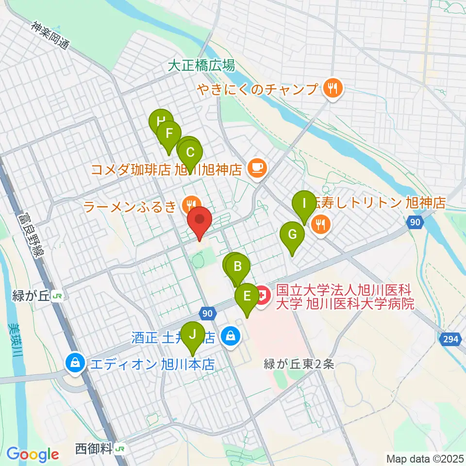 ローランド音楽教室旭川緑が丘校周辺のホテル一覧地図