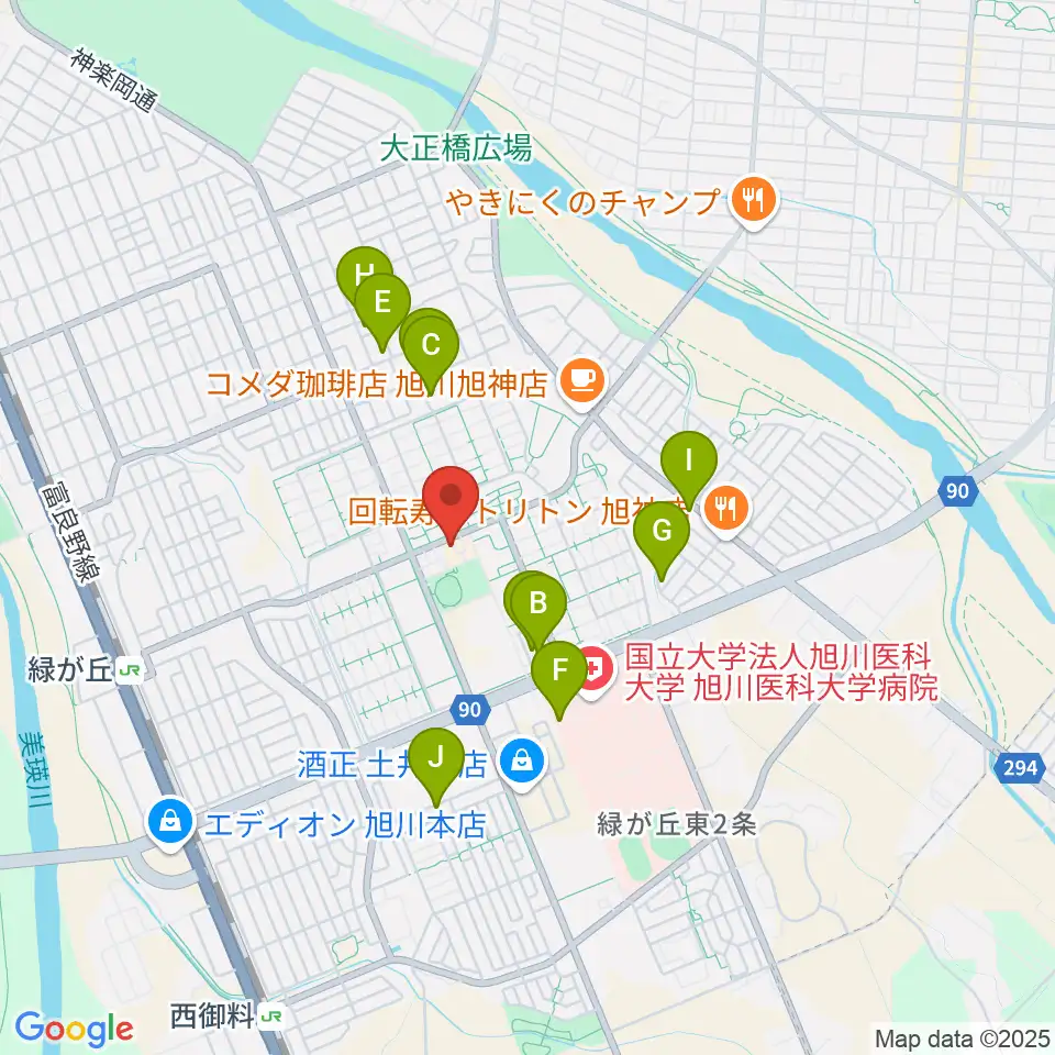 ローランド音楽教室旭川緑が丘校周辺のホテル一覧地図