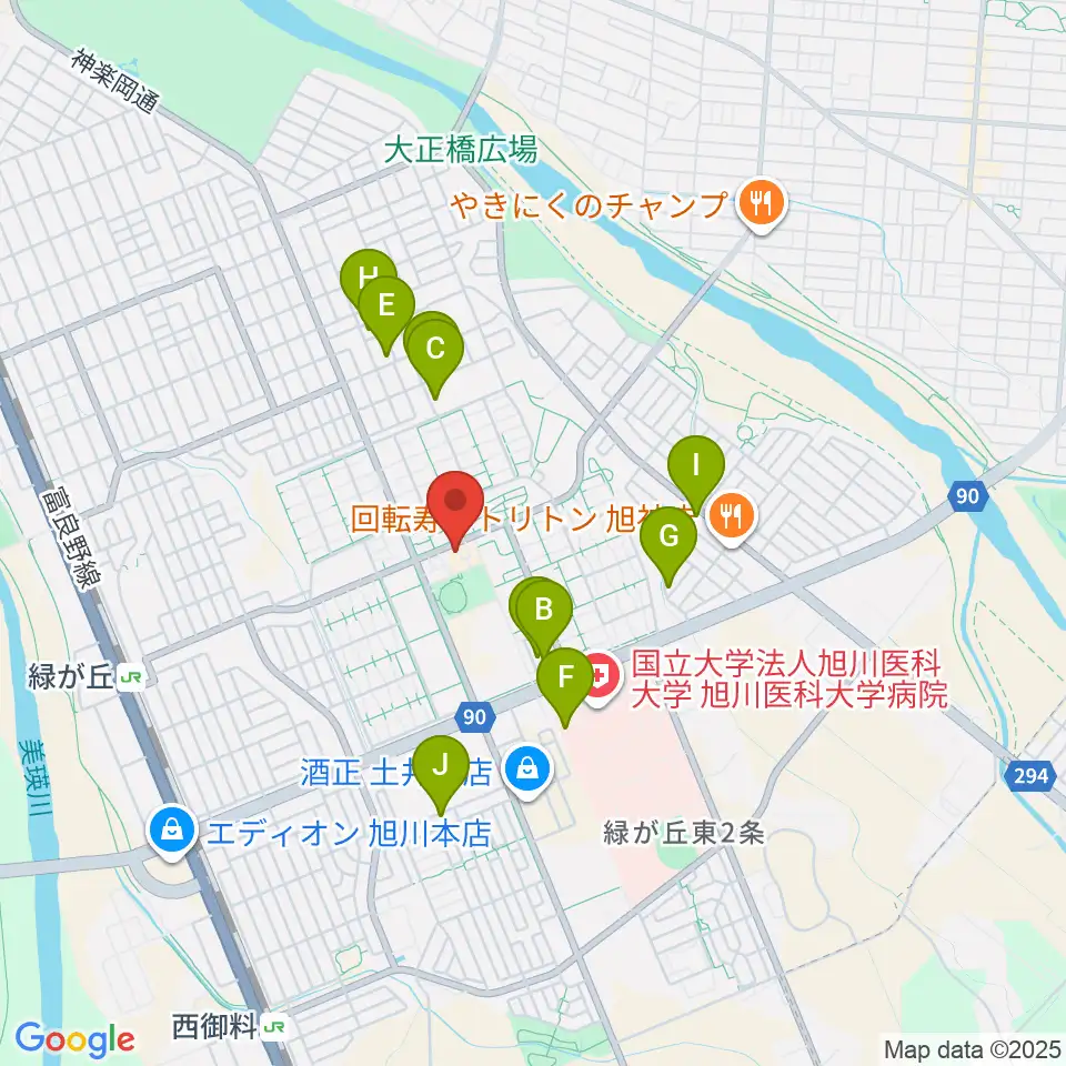 ローランド音楽教室旭川緑が丘校周辺のホテル一覧地図