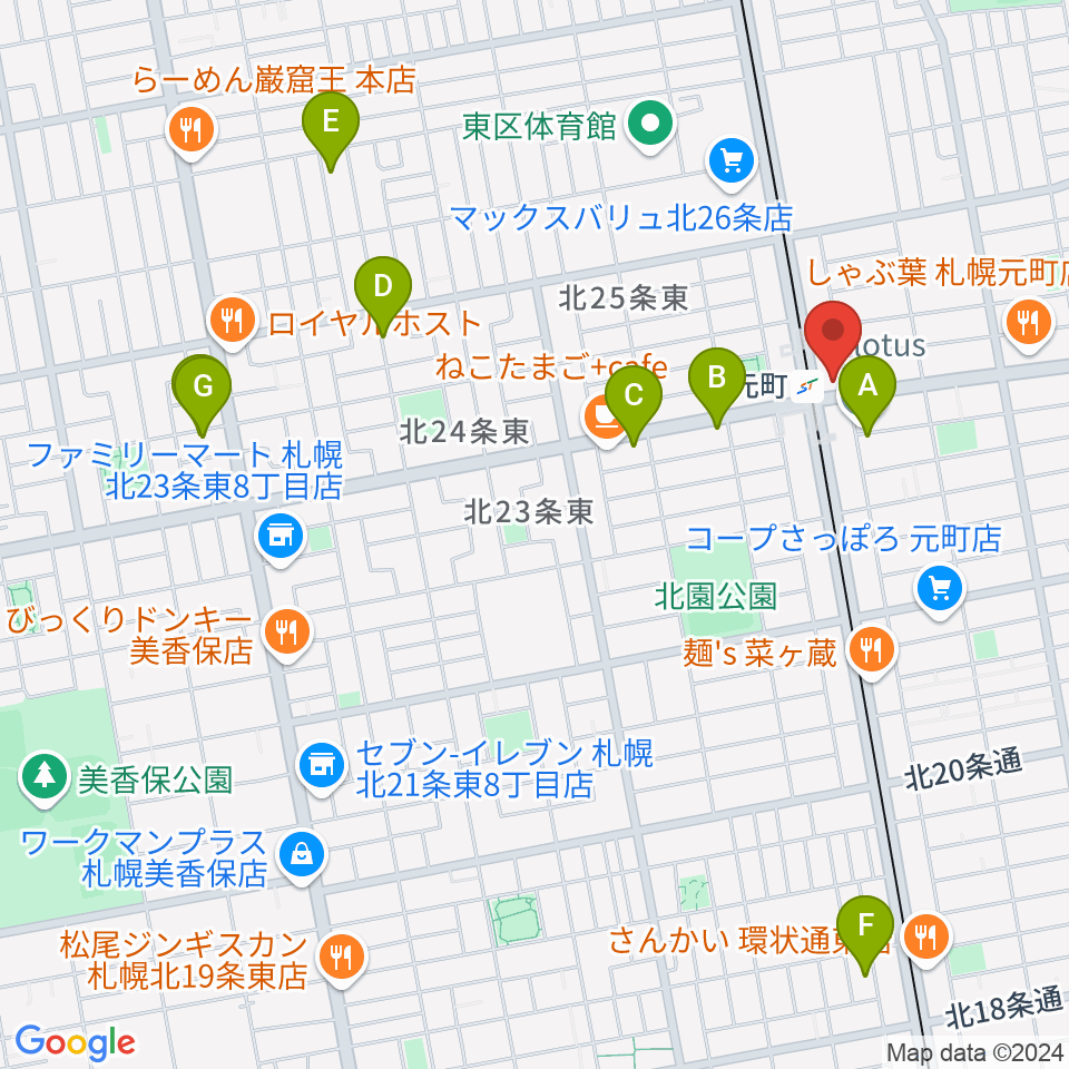 ローランドミュージックスクール札幌元町校周辺のホテル一覧地図