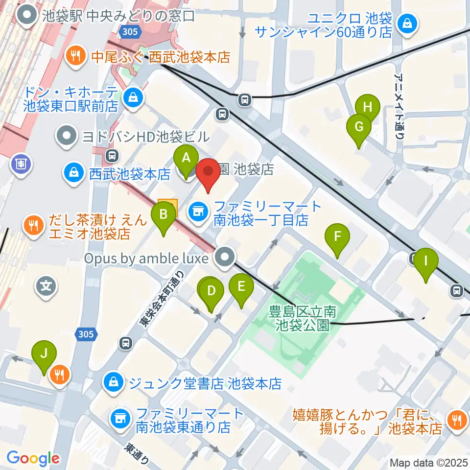ヤマハミュージック 池袋店周辺のホテル一覧地図