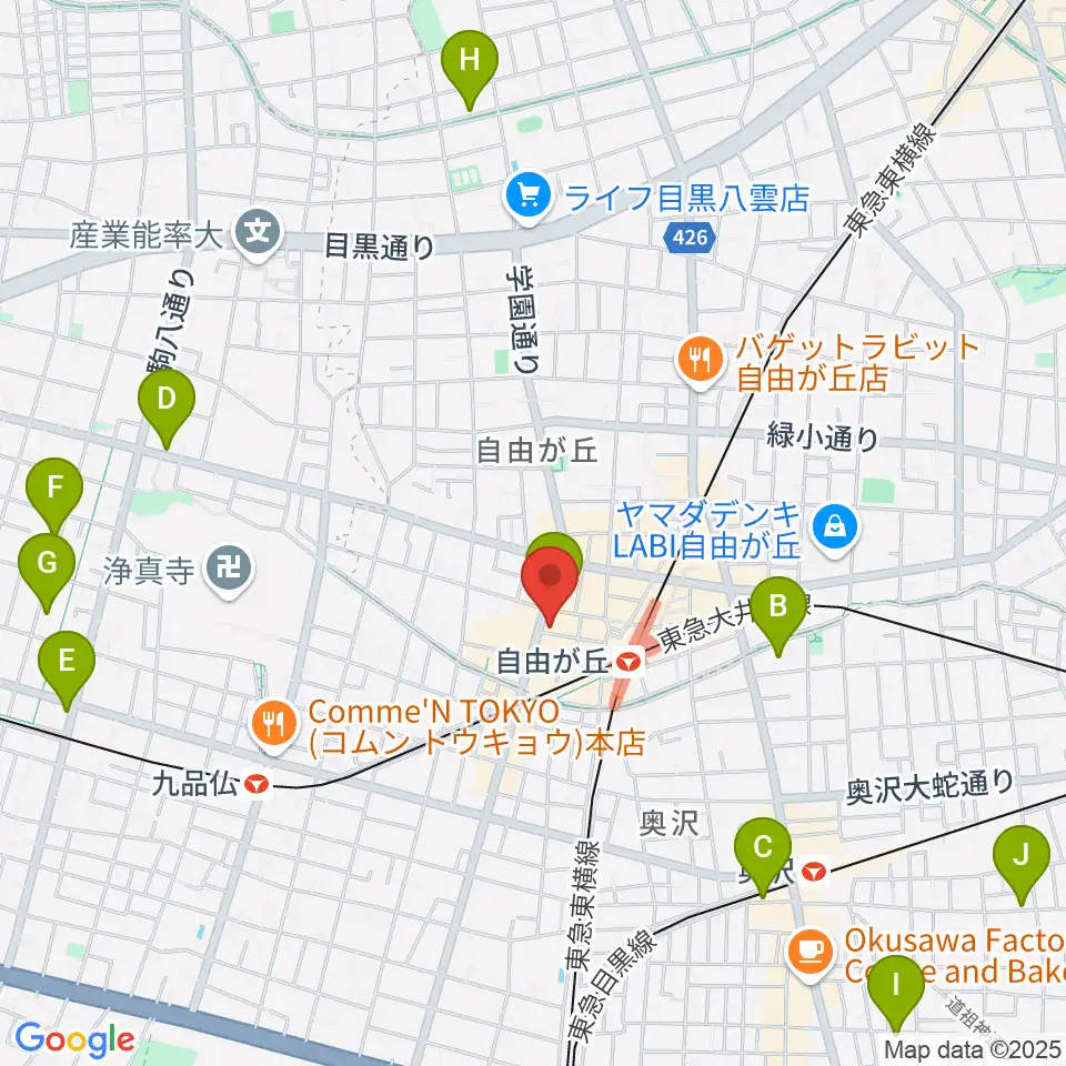 ミュージックアベニュー自由が丘 ヤマハミュージック周辺のホテル一覧地図