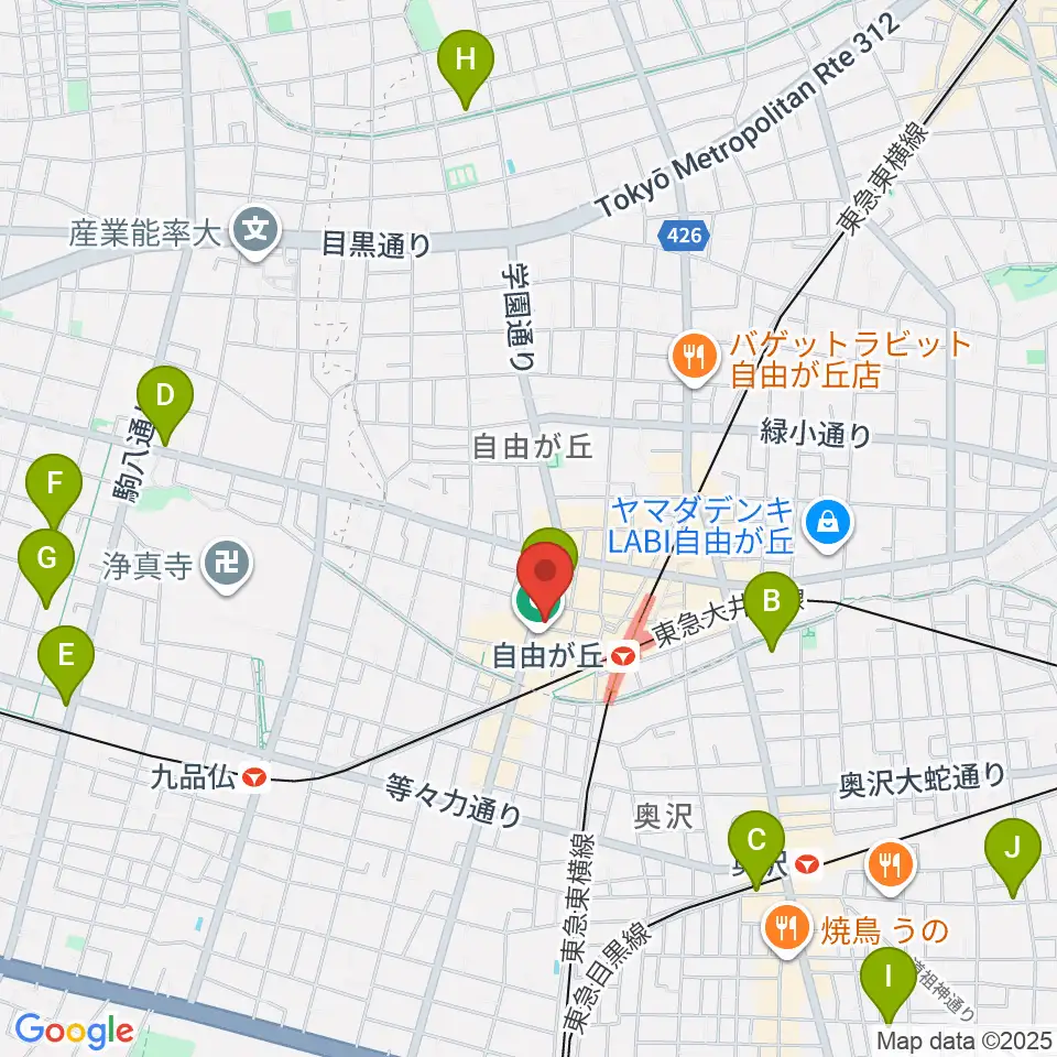 ミュージックアベニュー自由が丘 ヤマハミュージック周辺のホテル一覧地図