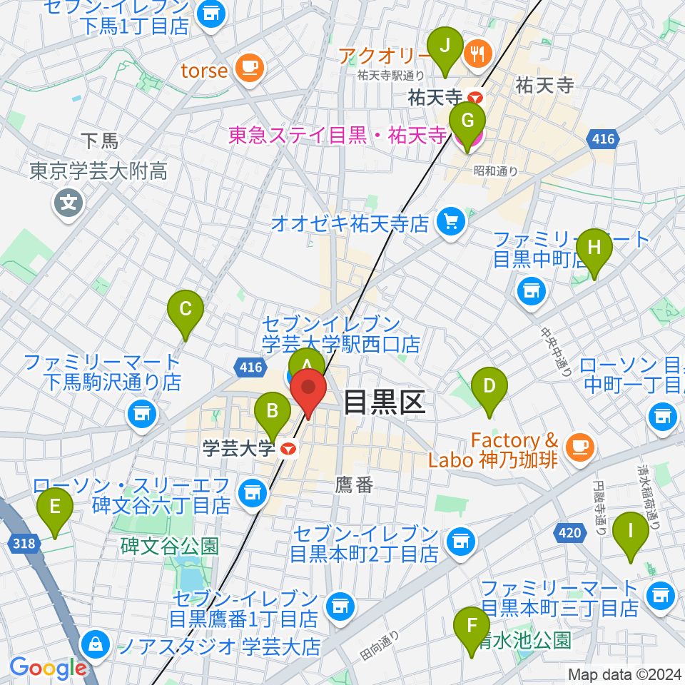 学芸大学センター ヤマハミュージック周辺のホテル一覧地図