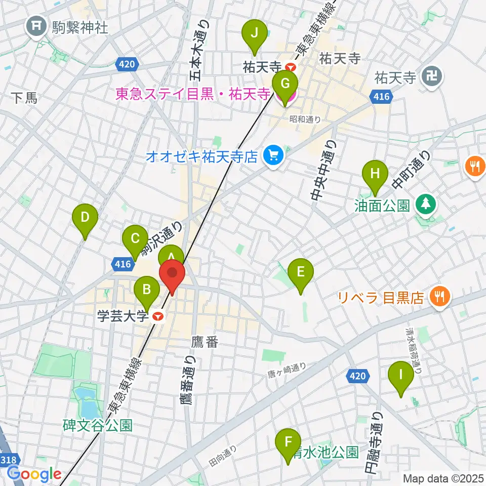 学芸大学センター ヤマハミュージック周辺のホテル一覧地図