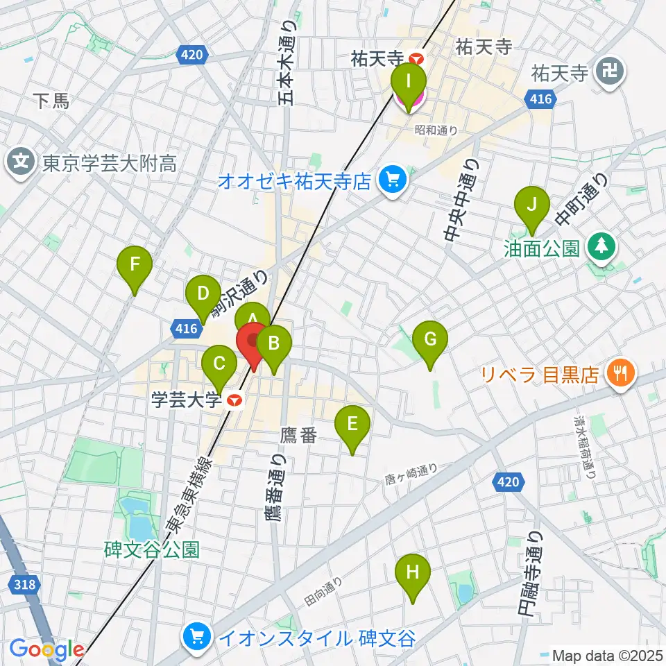 学芸大学センター ヤマハミュージック周辺のホテル一覧地図