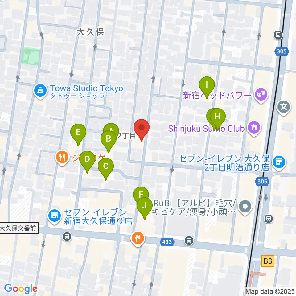 フリーダムスタジオ インフィニティー周辺のホテル一覧地図