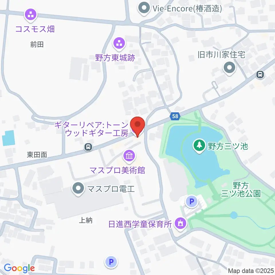 トーンウッドギター工房周辺のホテル一覧地図