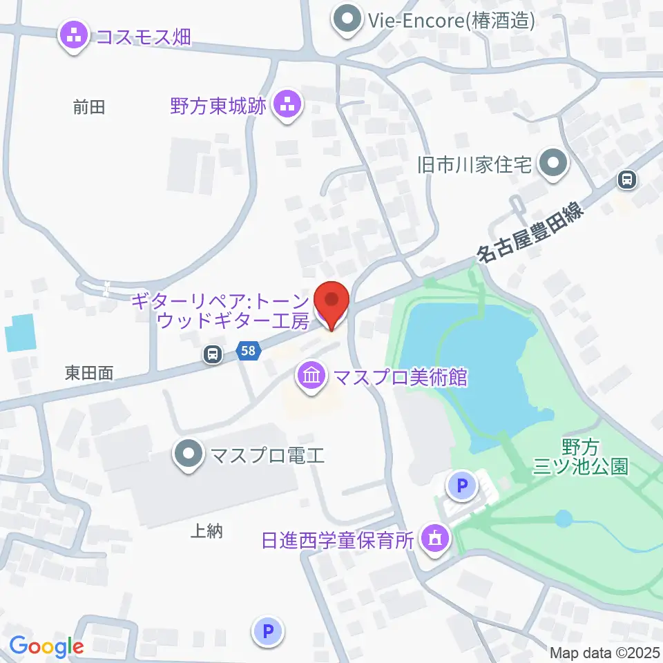 トーンウッドギター工房周辺のホテル一覧地図