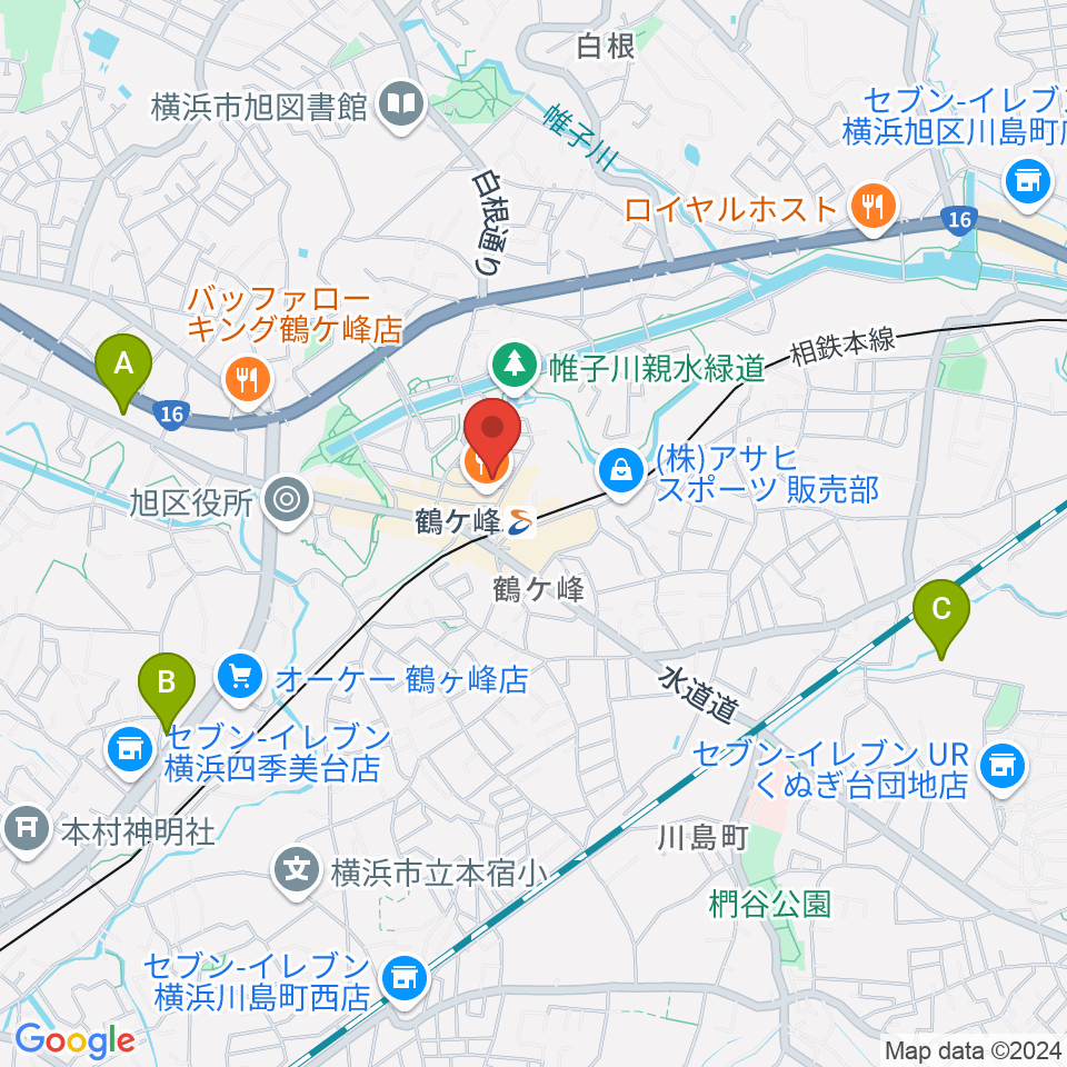 鶴ヶ峰センター ヤマハミュージック周辺のホテル一覧地図