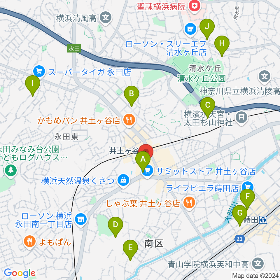 井土ヶ谷センター ヤマハミュージック周辺のホテル一覧地図