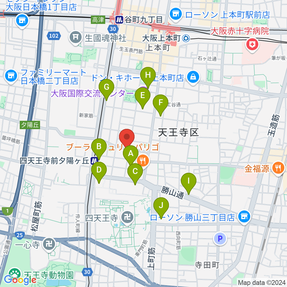 プライウッドスタジオ ドラム教室周辺のホテル一覧地図