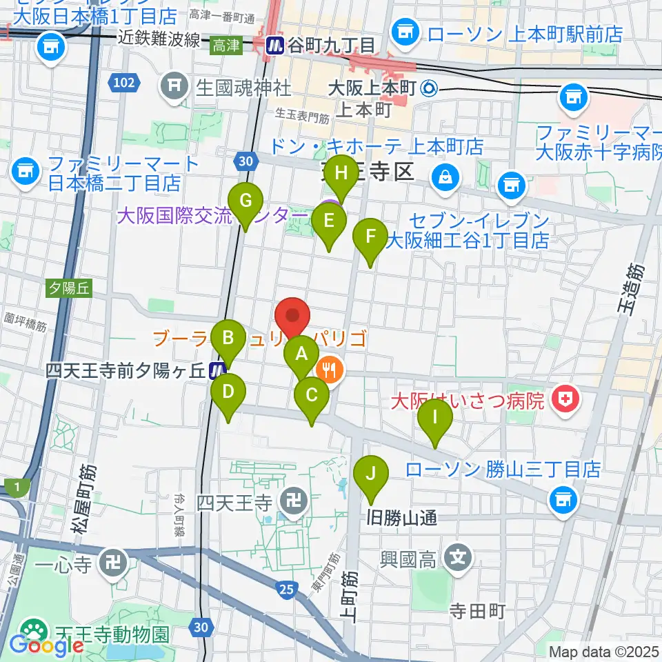 プライウッドスタジオ ドラム教室周辺のホテル一覧地図