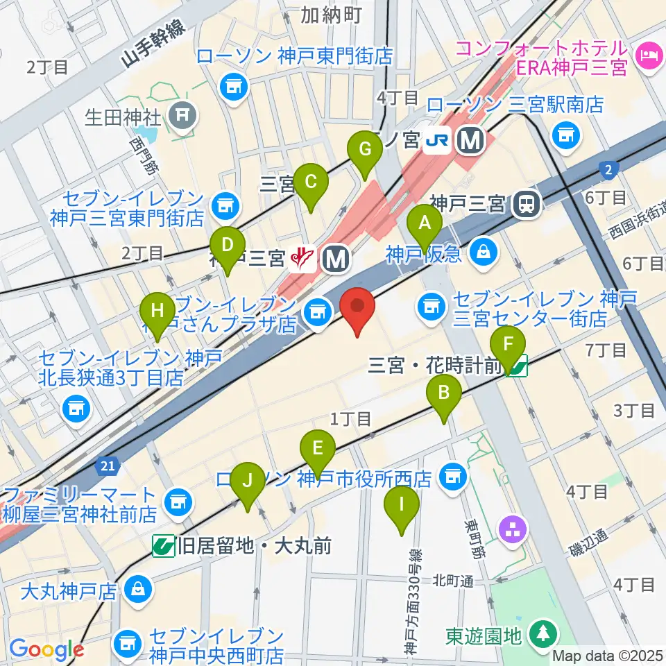 Qsic周辺のホテル一覧地図