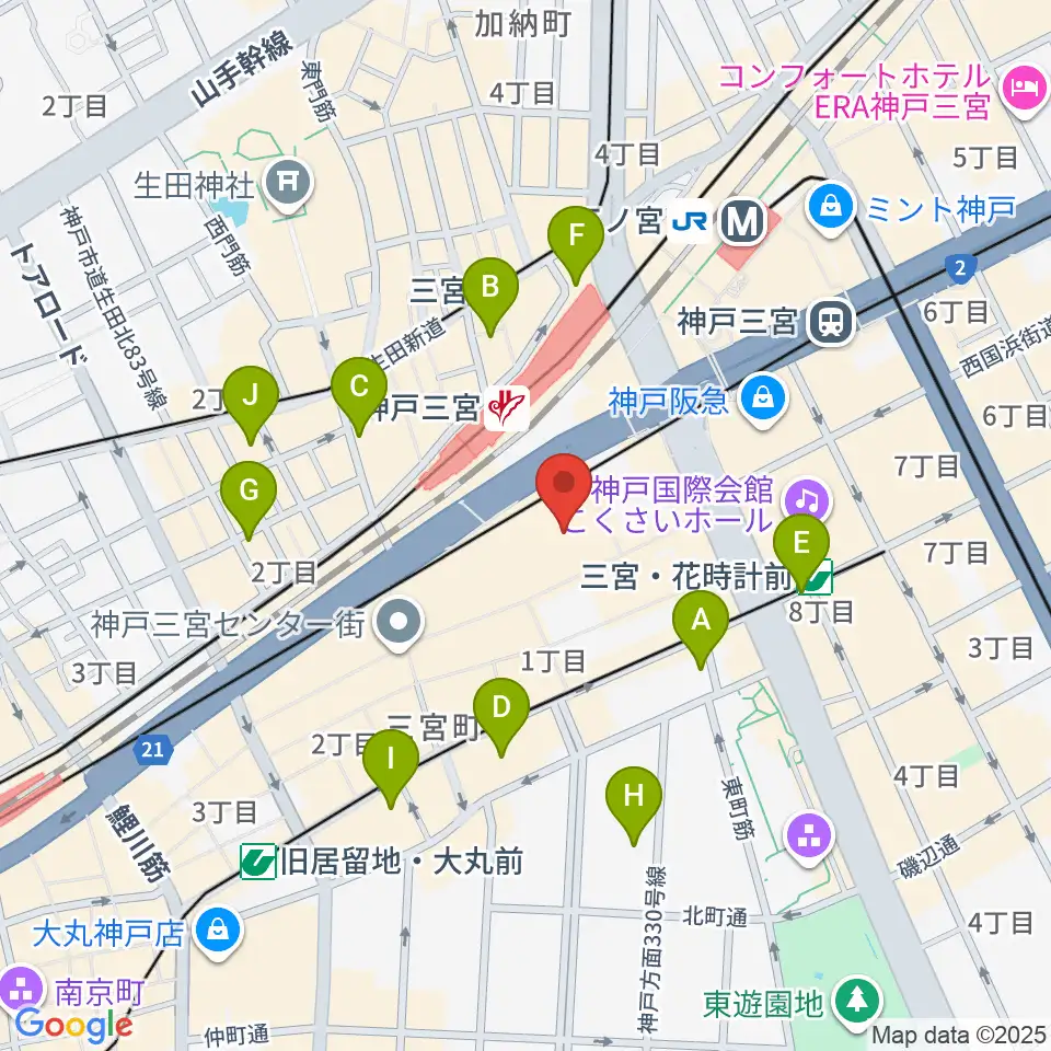 Qsic周辺のホテル一覧地図