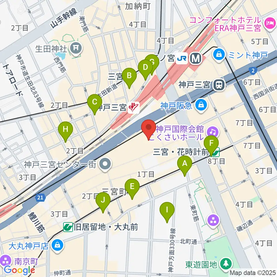 Qsic周辺のホテル一覧地図